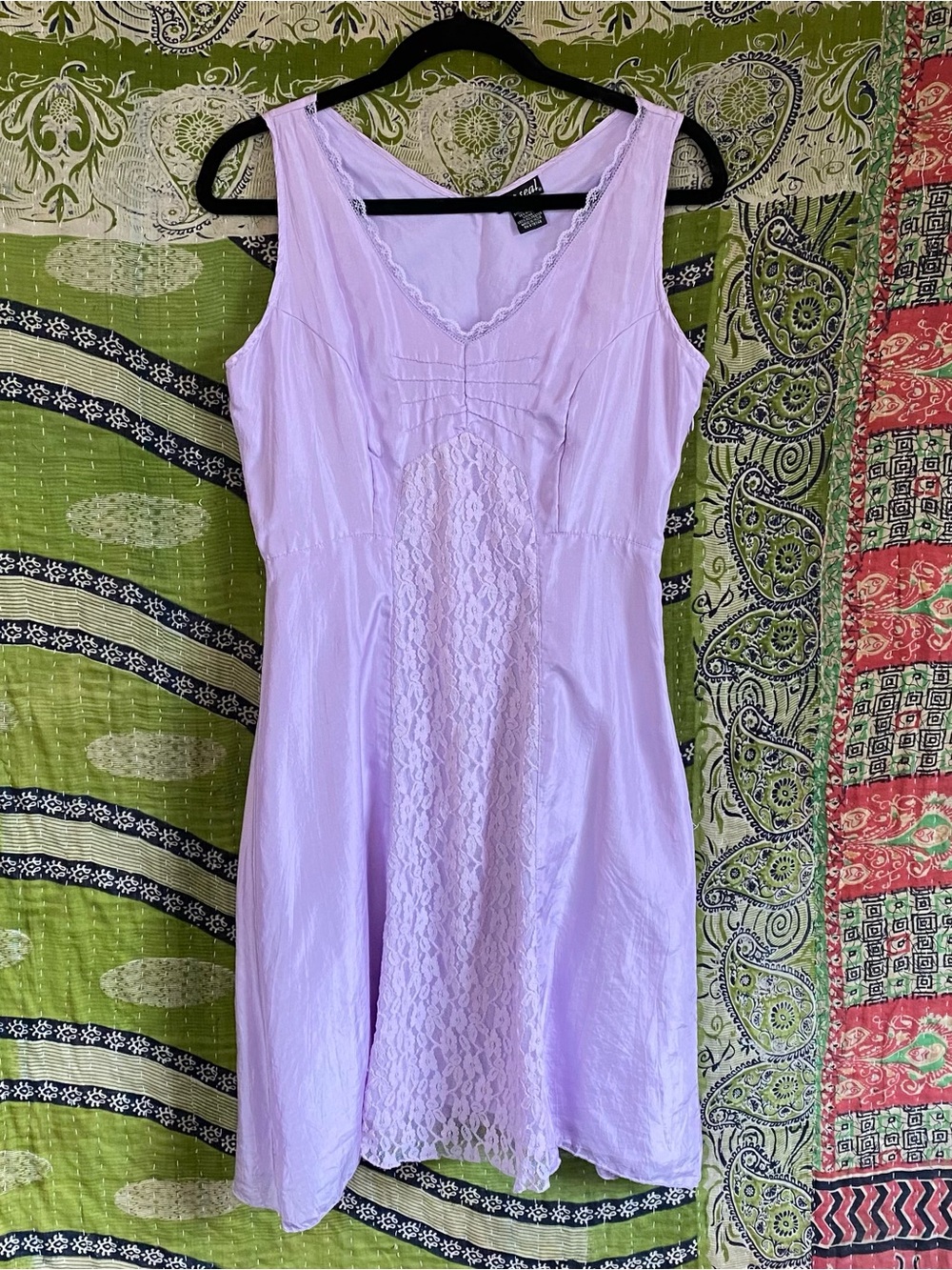 Vintage Y2K Wet Seal Lilac Blend Silk/ Lace Whimsical Coquette Midi Dress Small